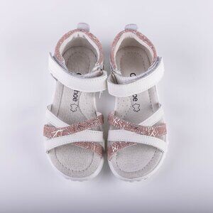 Girls White Leather Sandals. Size 11